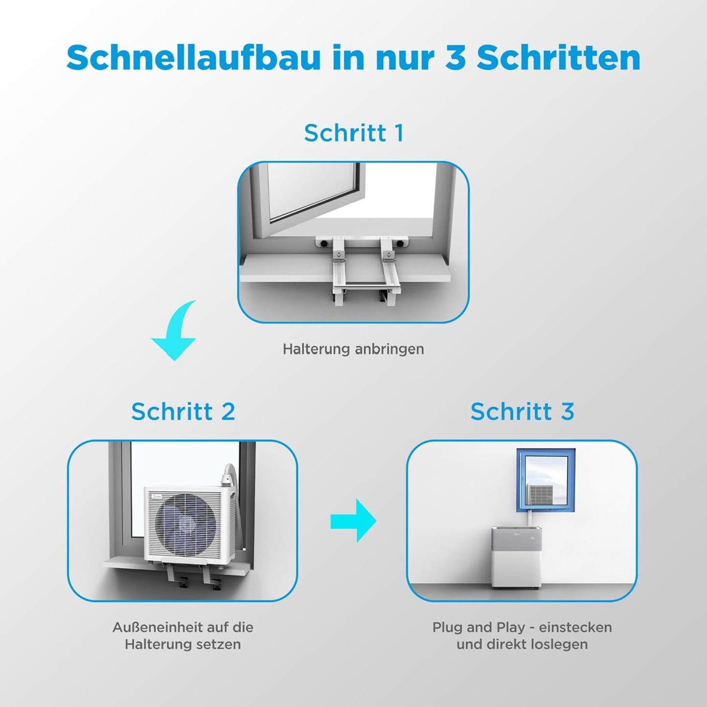 Midea Portasplit Air Conditioning, Mobile Heat Pump, Cooling A++/Heating A+, 12000 BTU 3.5 kW, for Rooms up to 42 m² / 105 m³, Only 39 dB(A) in Silent Mode