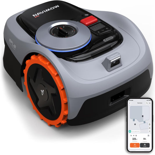 Navimow i105E Robotic Lawnmower without Boundary Cable, Reception 500 m², Max. 600 m², RTK+Vision Lawn Mower Robot Test Winner, Hedgehog Protection Lawn Robot, AI Car Mapping